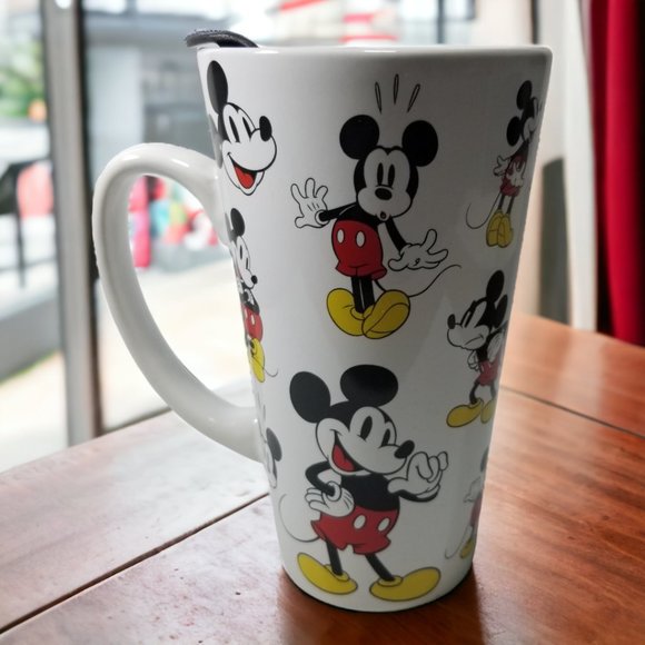Disney's Large Mikey's Travel Ceramic Mug w/ Lid White with Mickey Mouse Poses - Picture 7 of 8